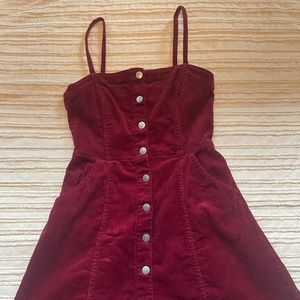 MAROON BUTTON DRESS